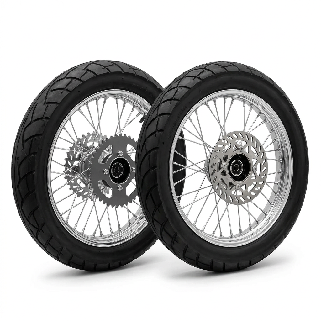 [PREORDER] CHROME or BLACK 14" Supermoto Wheelsets
